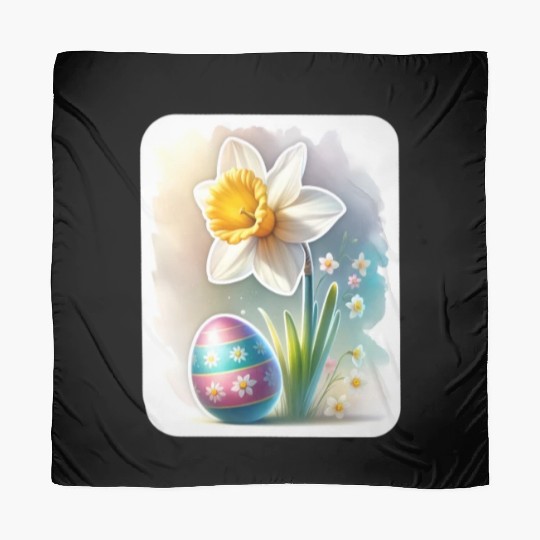 A Beautiful Daffodil With an Easter Egg Scarves