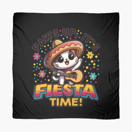 Cat with Cinco De Mayo Design Scarves