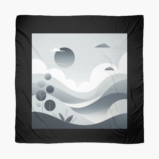 "Tranquil Monochrome Horizon" Scarves