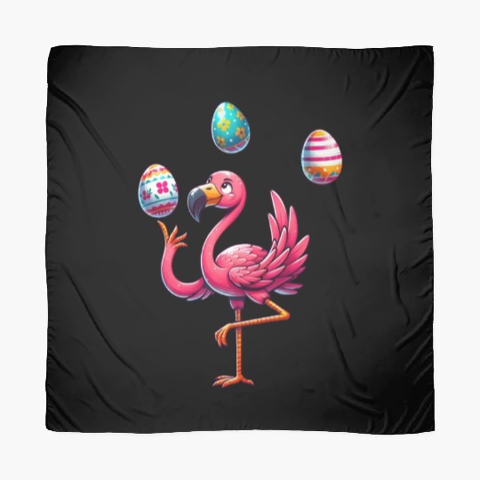 Flamingo Juggler with Colorful Easter Eggs Scarves