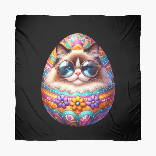 Ragdoll Cat in Easter Egg Design Scarves
