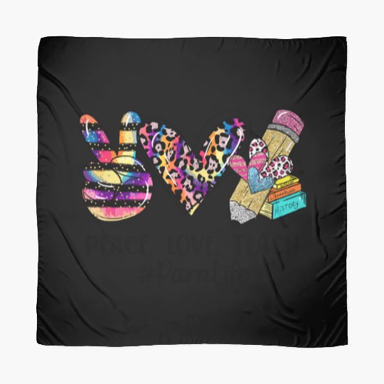 Leopard Peace Love Teach Para Life Back to School Scarves