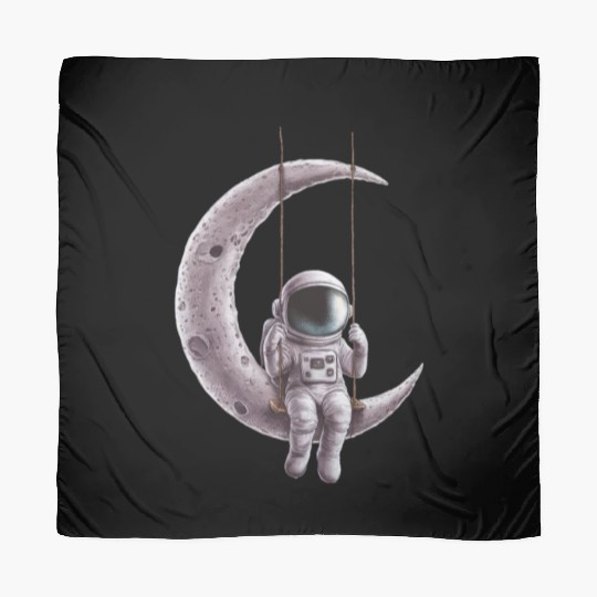 Swinging Astronaut On The Crescent Moon Scarves