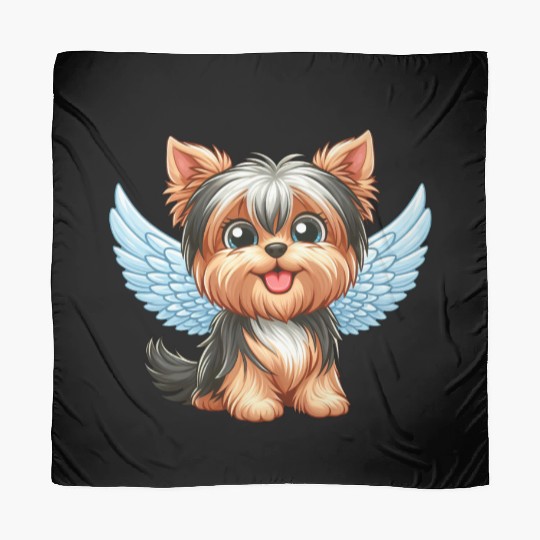 Cute Yorkshire Terrier with angel wings Scarves