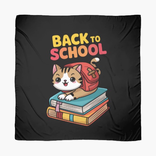 Playful Cat Back to School Illustration Scarves