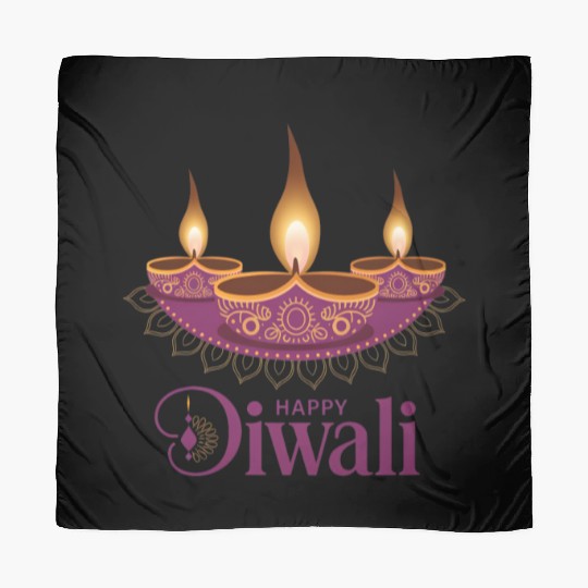 Happy Diwali with Beautiful Diya Lamps Scarves
