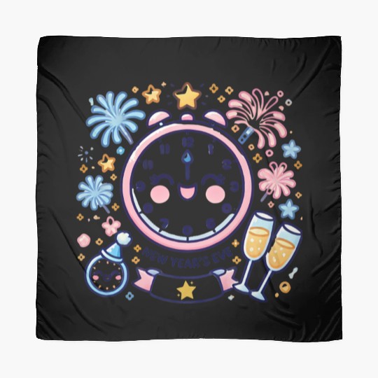 Celebrate New Year's Eve, Fun Clock and Fireworks Scarves