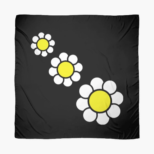 3 White Daisies Flowers Spring Summer Pretty Scarves