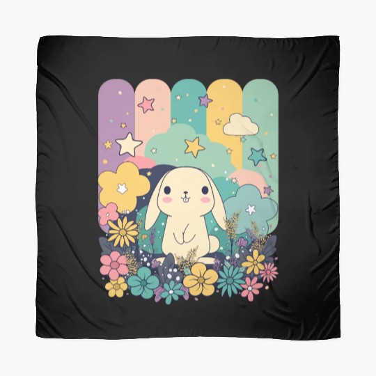 Cute Easter Bunny Surrounded By Flowers Scarves