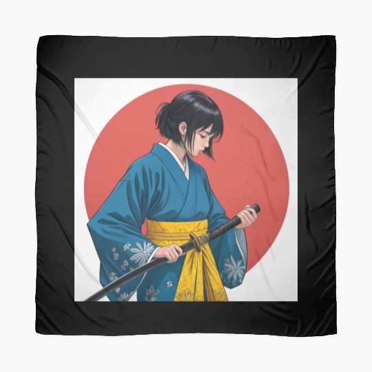 Blossom and Blade: Kimono-Clad Warrior Girl, Japan Scarves