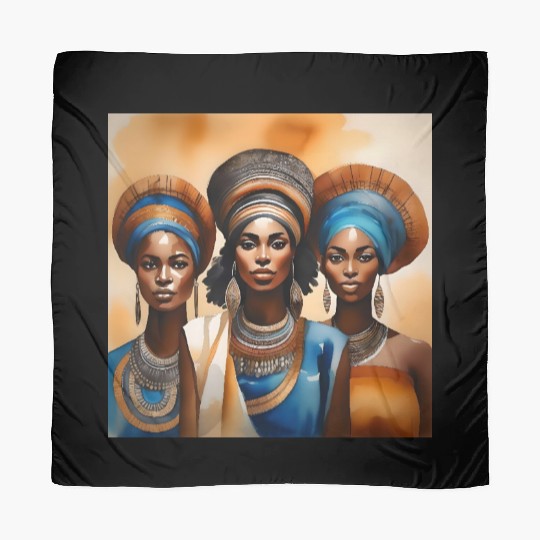 African Woman Portrait C Scarves
