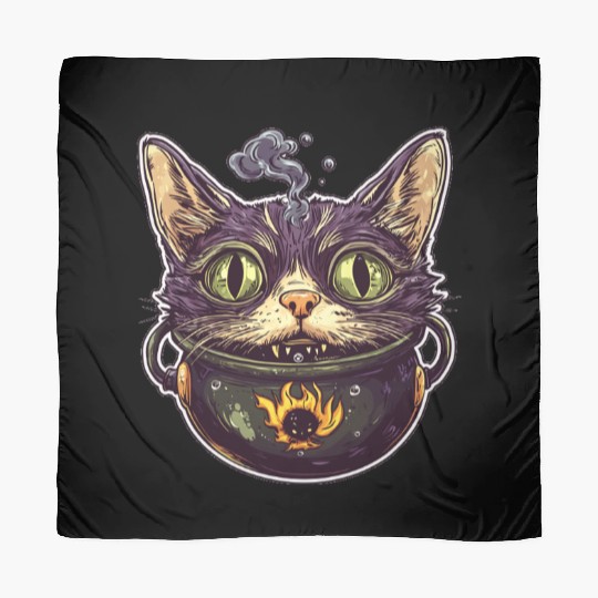 Cat Boiler Cat Witch Halloween Scarves