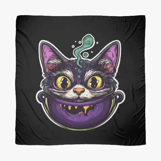 Cat Boiler Cat Witch Halloween Scarves