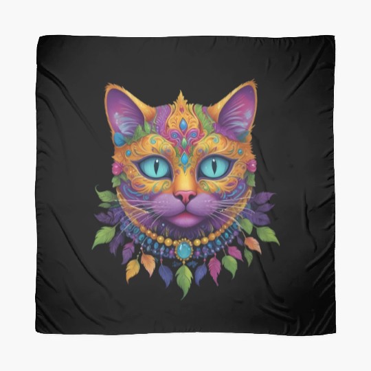 Cute Cat Mardi Gras Carnival Cat Lover Scarves