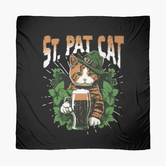 Funny St. Patricks Day Drinking Cat Scarves