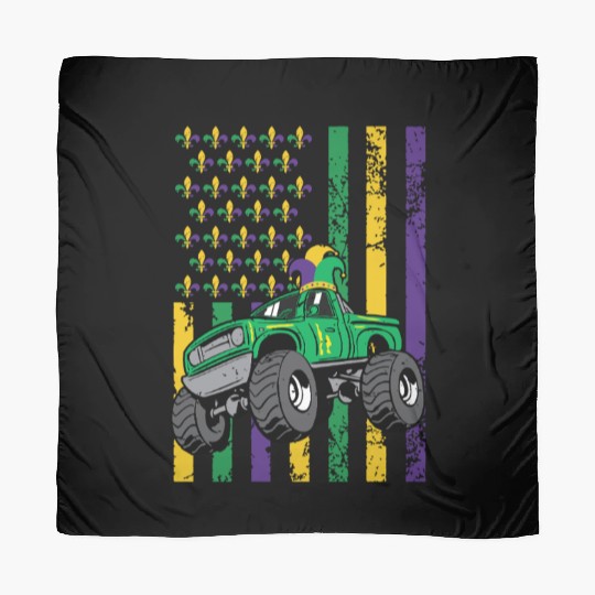 Mardi Gras Monster Truck Beads American Flag Funny Scarves