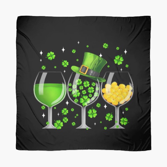 Wine St Patricks Day Shamrock Wine Glasses Scarves