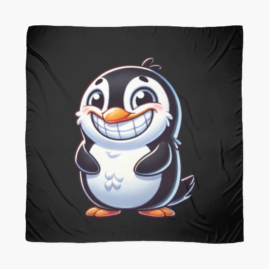 Cute Penguin Cartoon Smiling Laughing Joy Scarves