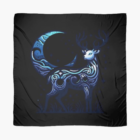 Celestial Deer Under Starry Night Moon Scarves