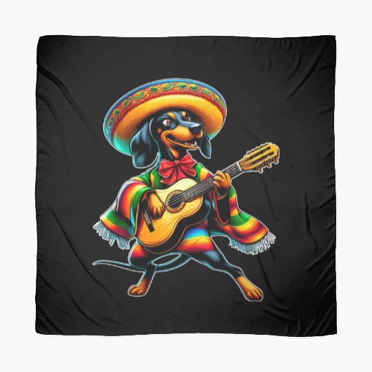 Cinco de Mayo Dachshund Mariachi Guitar Scarves