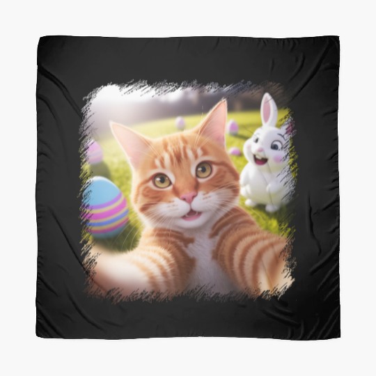 Cute Easter Selfie Cat Bunny Spring Scarves For Kids
