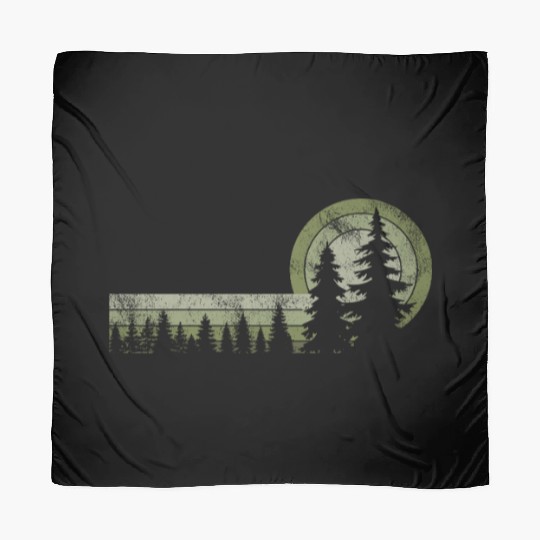 Minimalist Forest Sunset Illustration Scarves