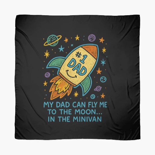 Dad Can Fly Me To The Moon Rocket Fathers Day Scarves