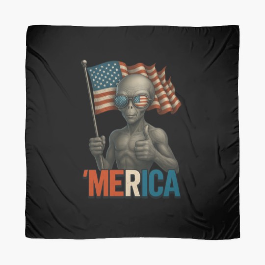Thumbs Up Merica Alien 4th of July Funny Scarves
