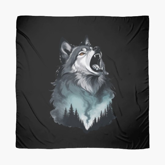 Howling Wolf Under the Northern Sky Scarves