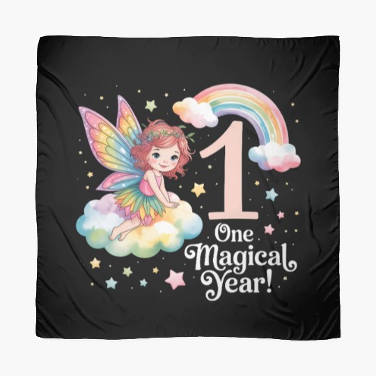 Magical Rainbow Fairy Elf 1st Birthday Girl Scarves