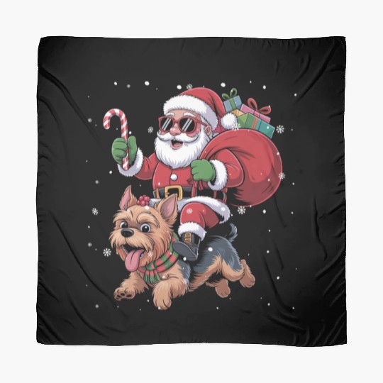 Santa Claus Yorkie Dog Christmas In July Scarves