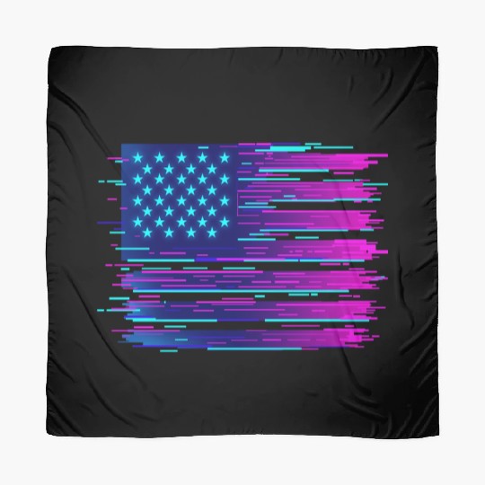 Retro Neon Grunge American Flag Scarves
