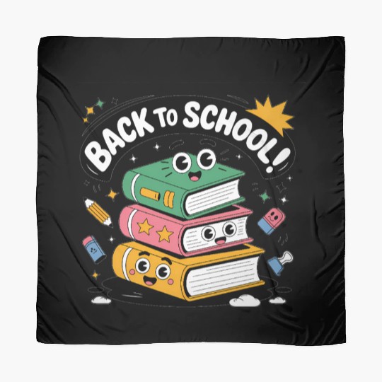 Back to School Season – Cheerful Cartoon Book Stac Scarves