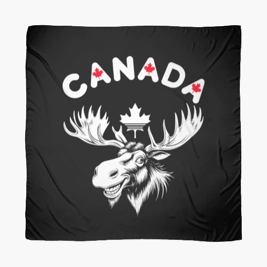 Canadian Moose with Maple Leaf Emblem Scarves