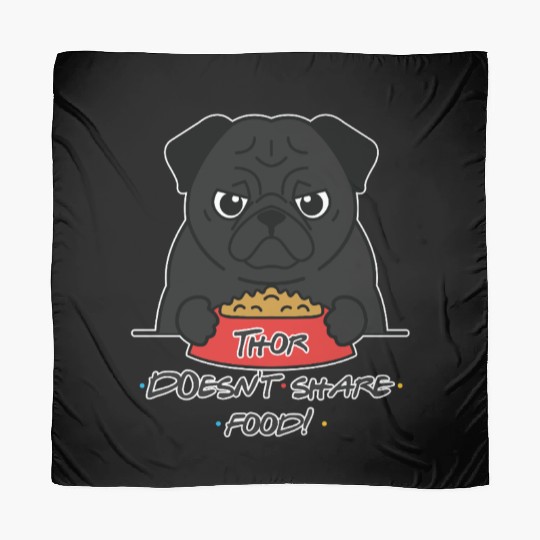 Grumpy Pug with Food Bowl Scarves