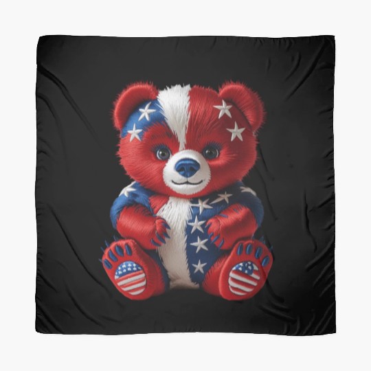 Patriotic Bear in Stars and Stripes Scarves
