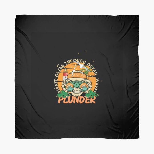 Pirate Skull with Binoculars – Ocean Waves Plunder Scarves