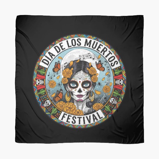 Vibrant Día de los Muertos Skull Scarves