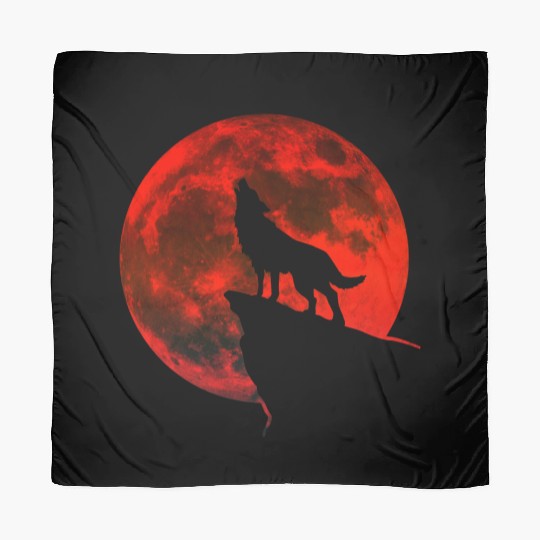 Howling wolf full blood moon space galaxy gift dog Scarves