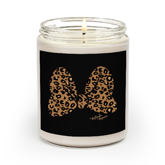 Disney Minnie Mouse Leopard Print Bow Premium Sh Scented Candles