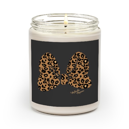 Disney Minnie Mouse Leopard Print Bow Premium Sh Scented Candles