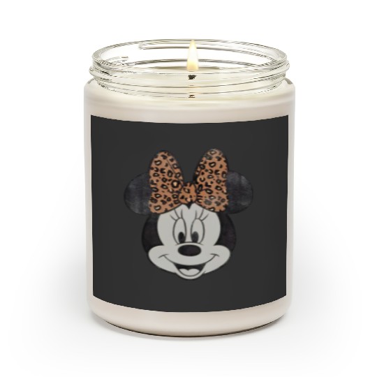 Disney Minnie Distressed Vintage Leopard Bow Portrait Scented Candles, Minnie Mouse Scented Candles