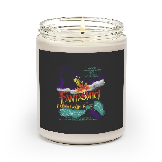 Retro Fantasmic Maleficent Dragon And Sorcerer Mickey Scented Candles, Fantasia Disney Scented Candles