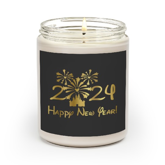 Disney 2024 New Year's Eve Fireworks Gold Foil Scented Candles, Disney New Years Scented Candles
