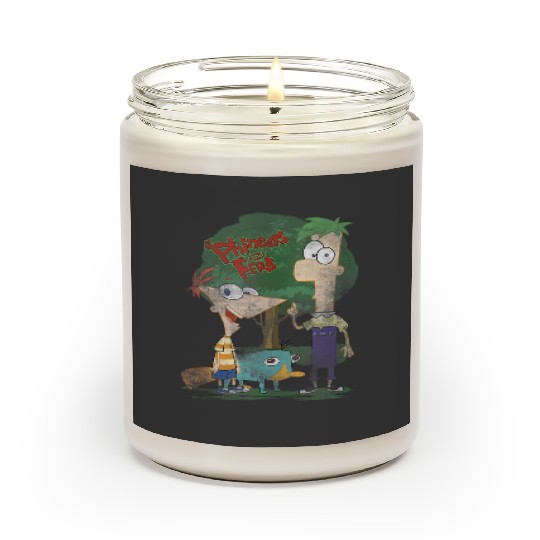 Disneys Phineas And Ferb Hanging Out With Perry Distressed Scented Candles