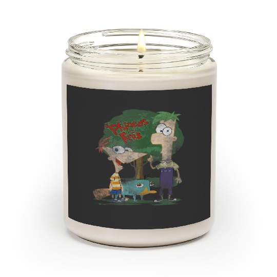 Disneys Phineas And Ferb Hanging Out With Perry Distressed Scented Candles