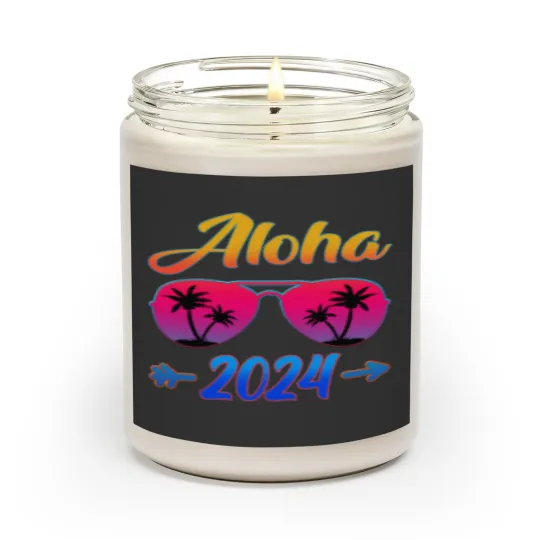 Discover Aloha 2024 Vacation Matching Cool Glasses  Gifts Scented Candles
