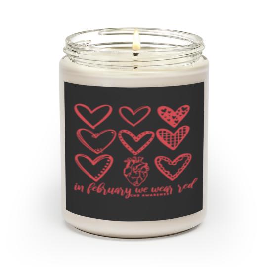 In February We Wear Red Heart Disease Chd Awareness  Gifts Scented Candles