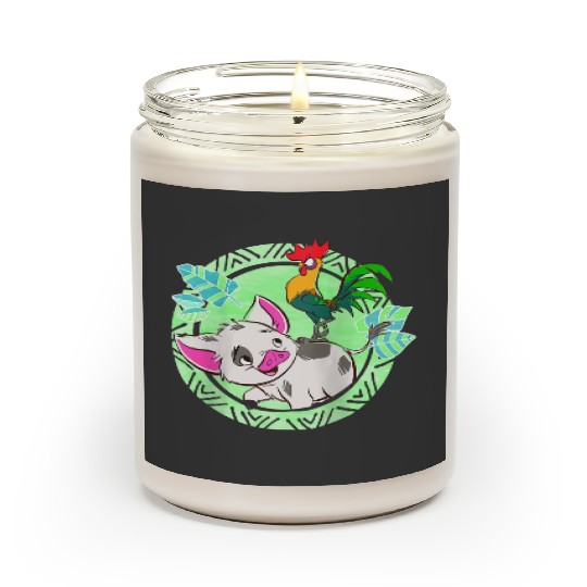 disneys Moana Pua Hei Hei Tribal Distressed Frame Portrait  gifts Scented Candles