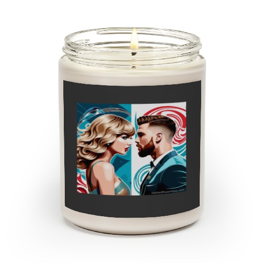 taylorr Swift and Travis Kelce art Scented Candles